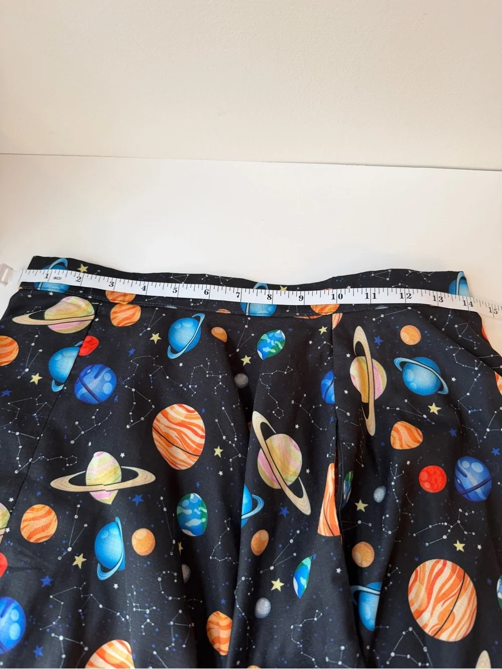 LA Soul Space Themed In Orbit Black Planet Print A-Line Skirt